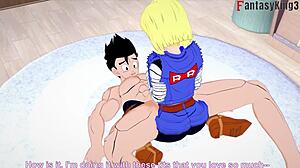 장면#4 동영상을 위해: Bulma comes in between Gohan and Android 18 while they are kissing in Dragon Ball ZX