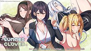 장면#1 동영상을 위해: Hentai game featuring summer clover harem and giant cock