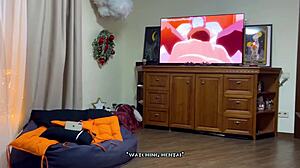 Scéna#1 pro video: Getting some action while watching anime porn